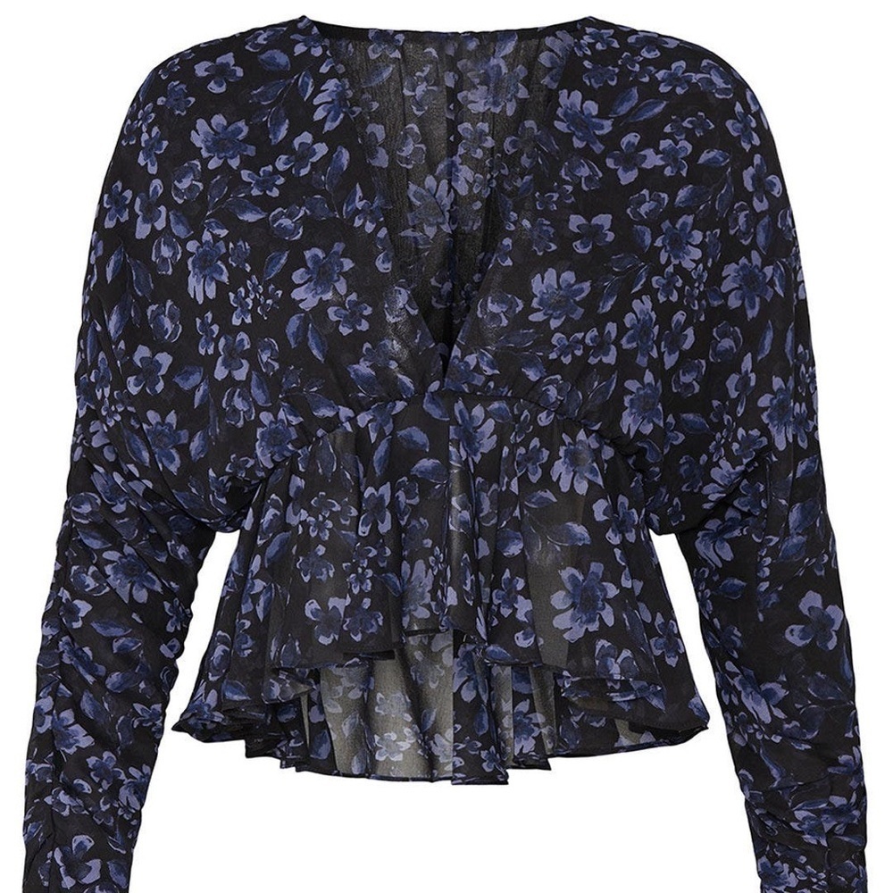 MISA Los Angeles Kesara Floral Peplum Top XS Romantic Date Night Blouse NWOT - Picture 7 of 12